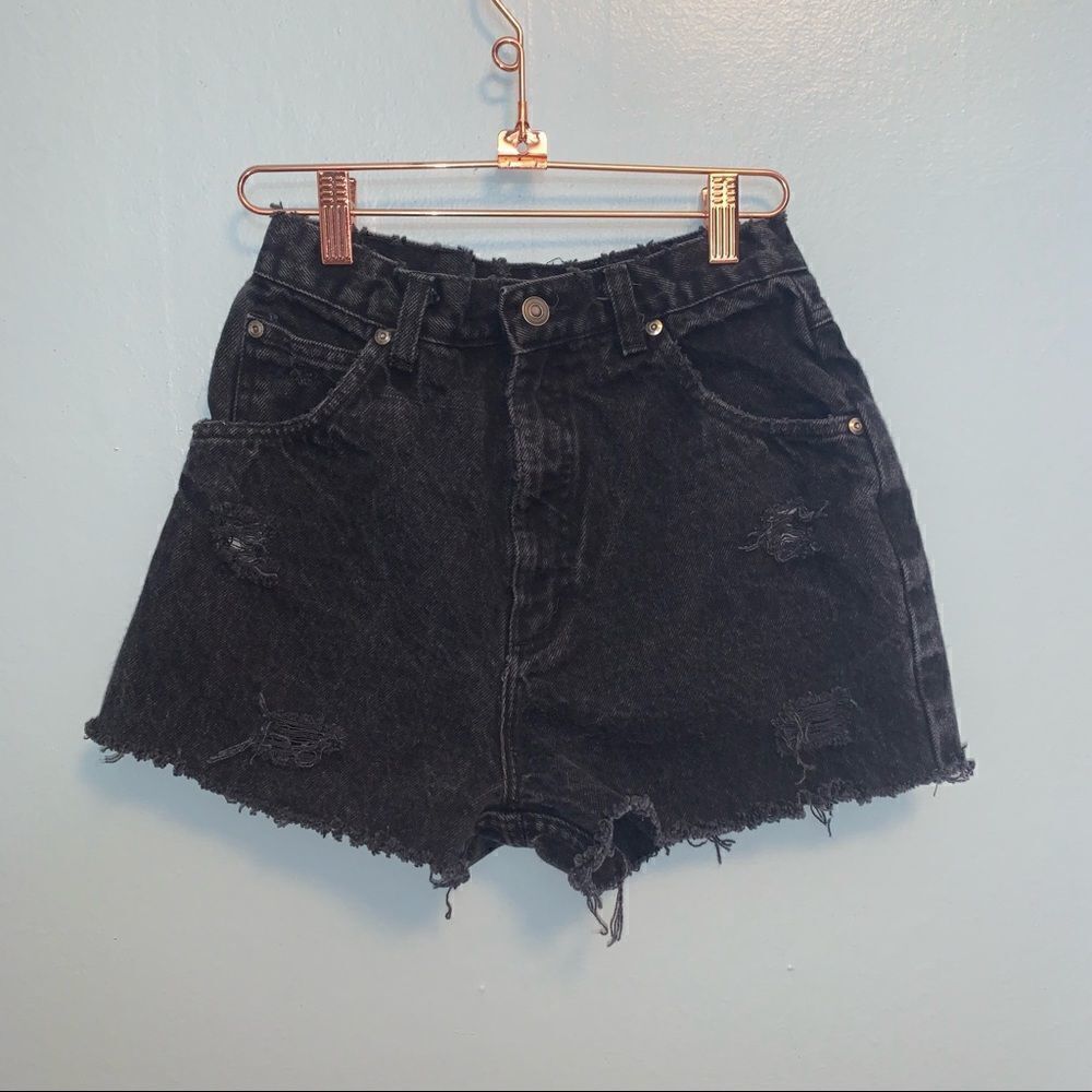 Vintage Props High Waisted Distressed Denim Shorts